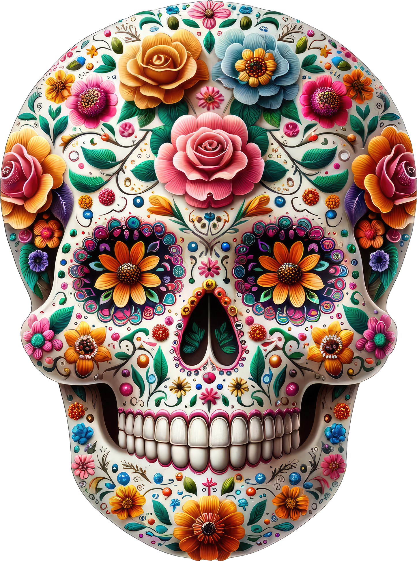 DTF Transfer – HG Skull Flowers Multi Sizes