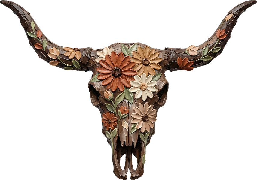 DTF Transfer – Paint Cow Skull Multi Sizes (CO-CS001)