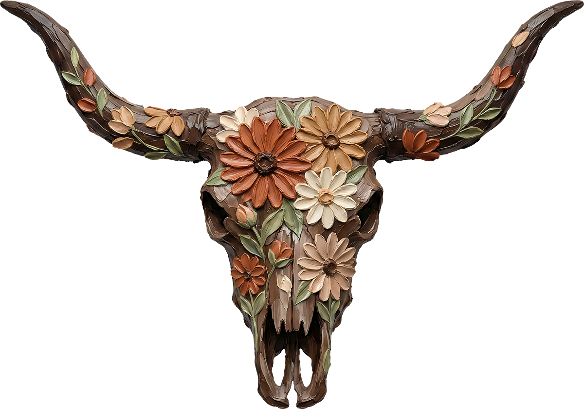 DTF Transfer – Paint Cow Skull Multi Sizes (CO-CS001)