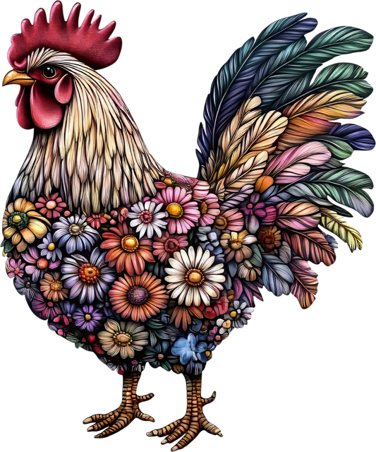 DTF Transfer – FLower Chicken Multi Sizes (AN-CH004)
