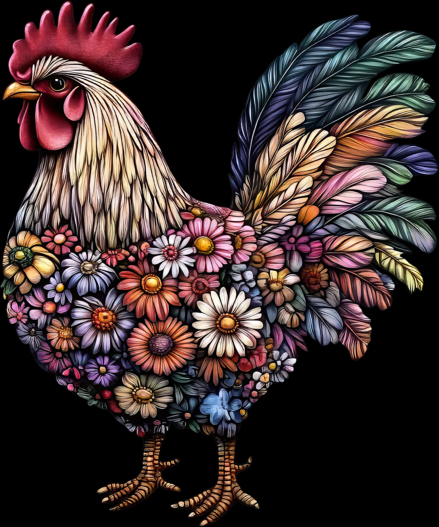 DTF Transfer – FLower Chicken Multi Sizes (AN-CH004)