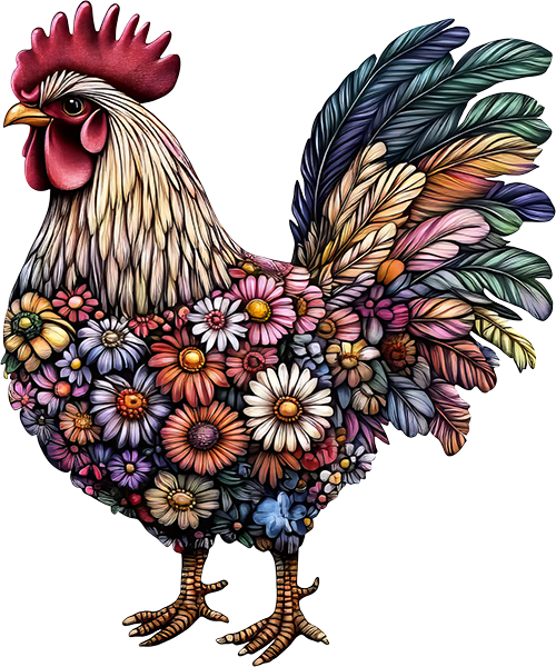 DTF Transfer – FLower Chicken Multi Sizes (AN-CH004)