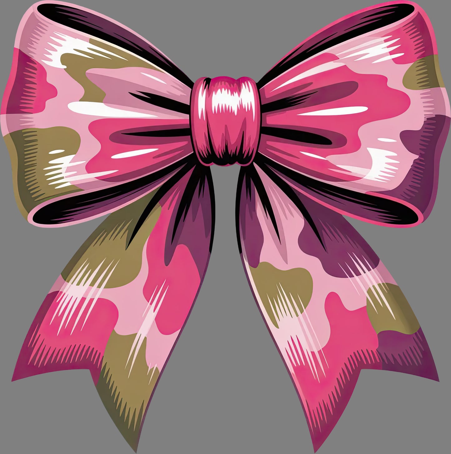 DTF Transfer – HP Camo Bow Pink Multi Sizes