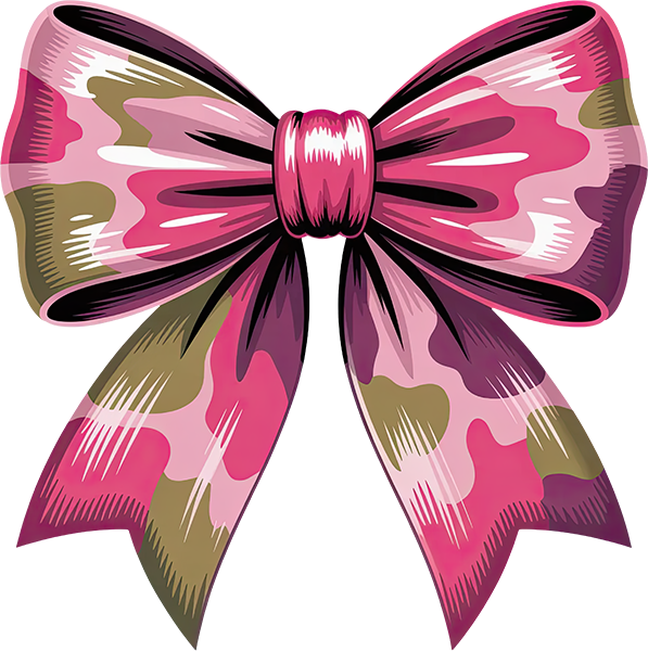 DTF Transfer – HP Camo Bow Pink Multi Sizes