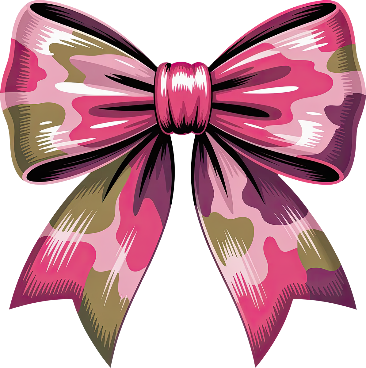 DTF Transfer – HP Camo Bow Pink Multi Sizes