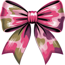 Load image into Gallery viewer, DTF Transfer – HP Camo Bow Pink Multi Sizes
