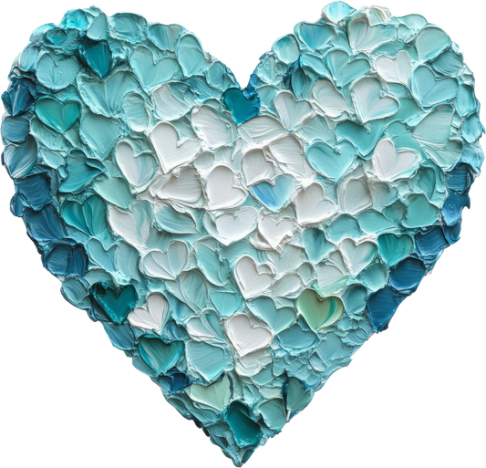 DTF Transfer – Blue Paint Heart Multi Sizes (HR-PT003)