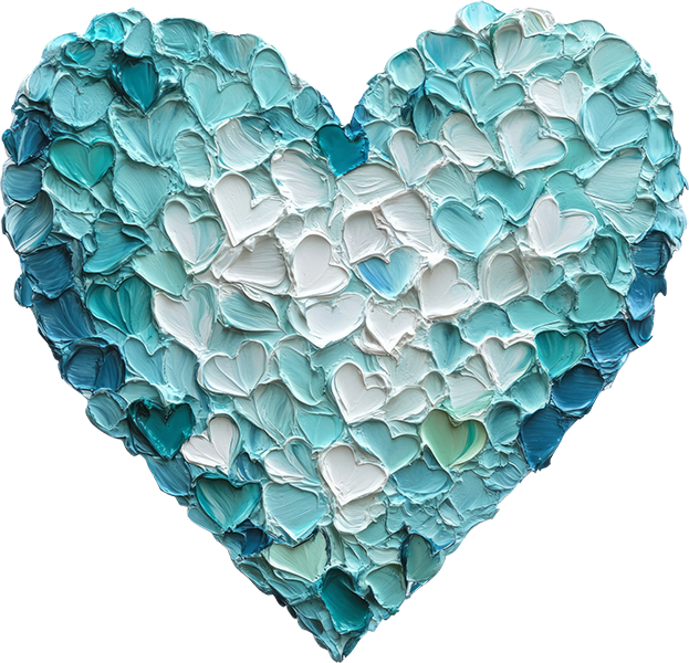 DTF Transfer – Blue Paint Heart Multi Sizes (HR-PT003)