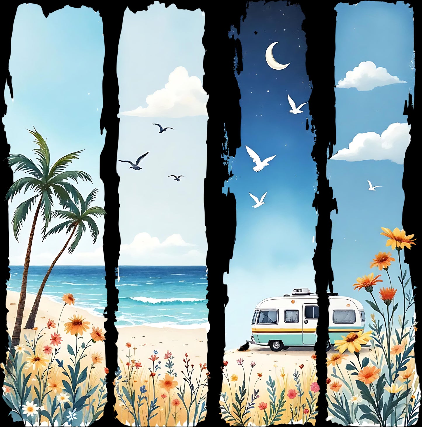 DTF Transfer – Beach Scene Multi Sizes (BE-SC007)