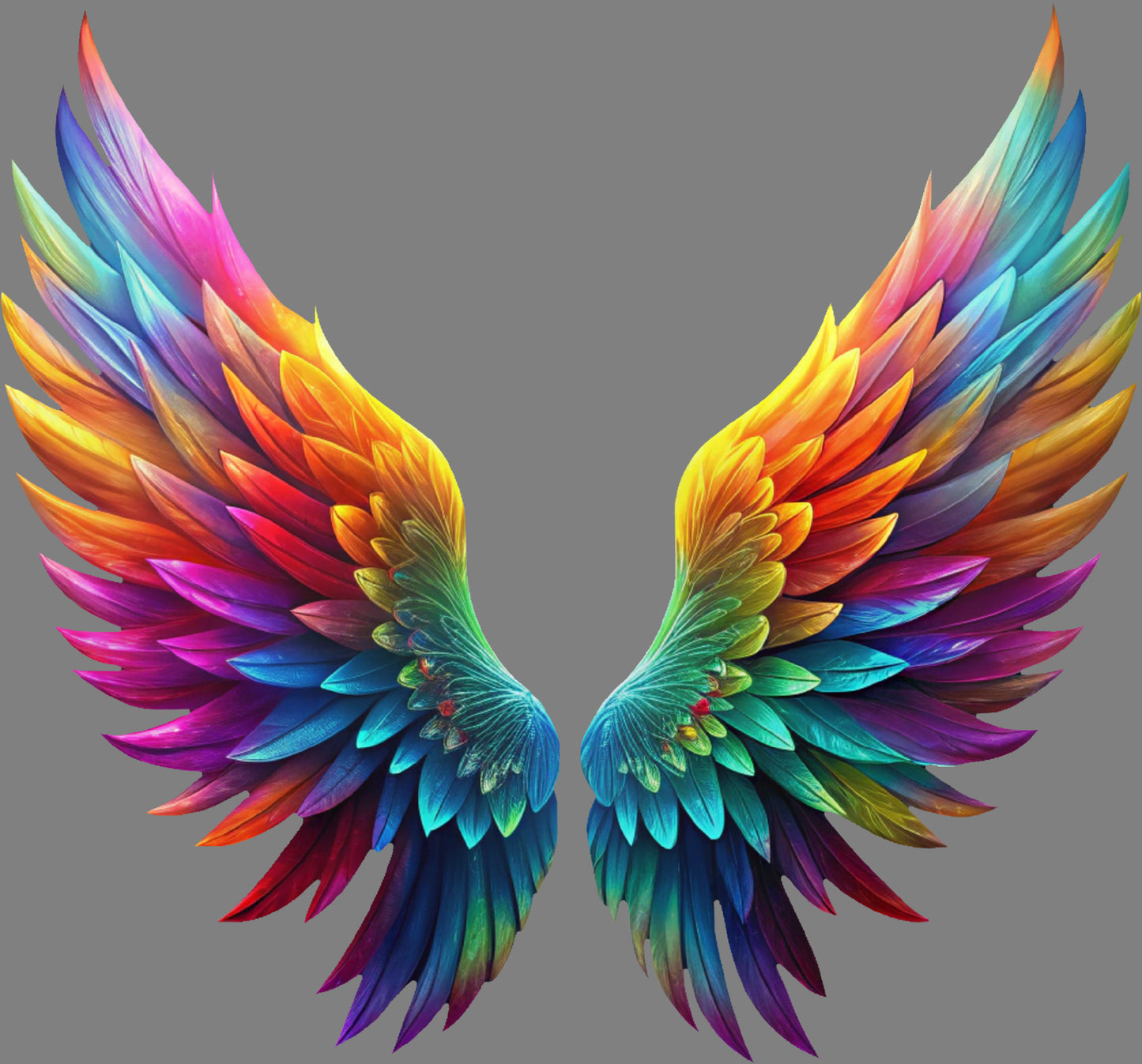 DTF Transfer – ID Colorful Angel Wings Multi Sizes