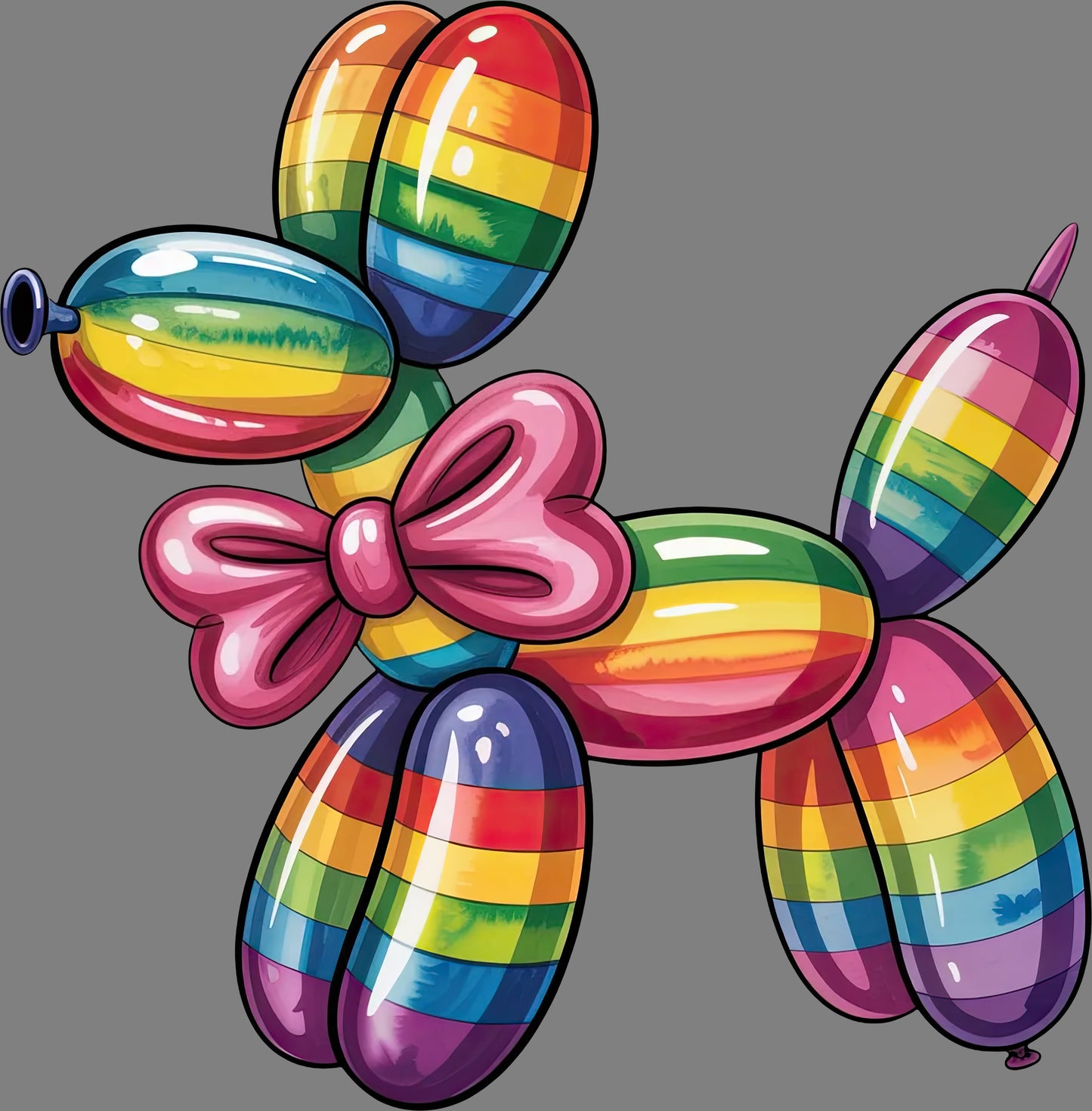 DTF Transfer – Balloon Dog Rainbow Multi Sizes (BA-DG007)