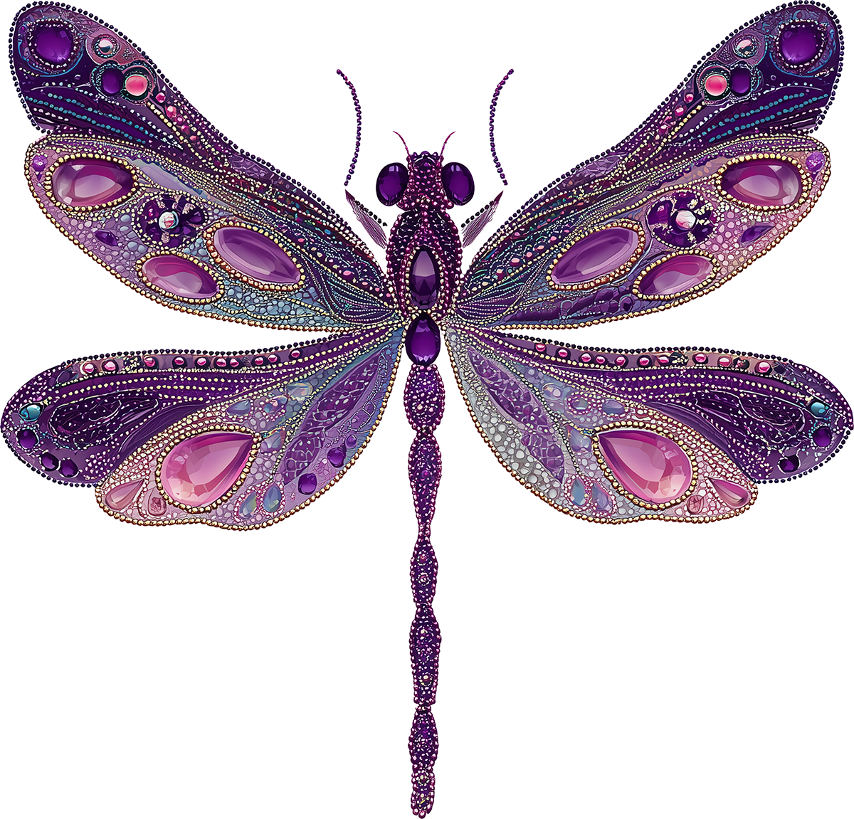 DTF Transfer – Dragonfly Gemstone Multi Sizes (IN-DF005)