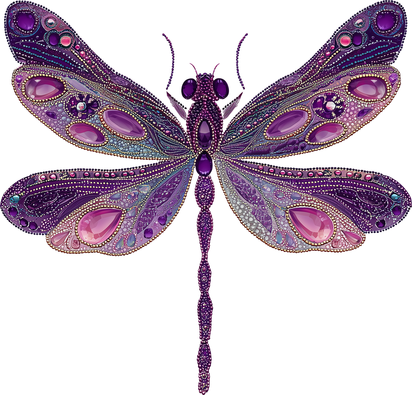 DTF Transfer – Dragonfly Gemstone Multi Sizes (IN-DF005)
