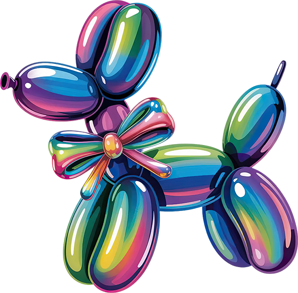 DTF Transfer – Balloon Dog Iridescent Multi Sizes (BA-DG004)