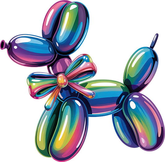 DTF Transfer – Balloon Dog Iridescent Multi Sizes (BA-DG004)