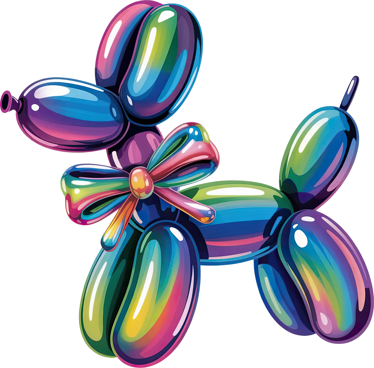 DTF Transfer – Balloon Dog Iridescent Multi Sizes (BA-DG004)