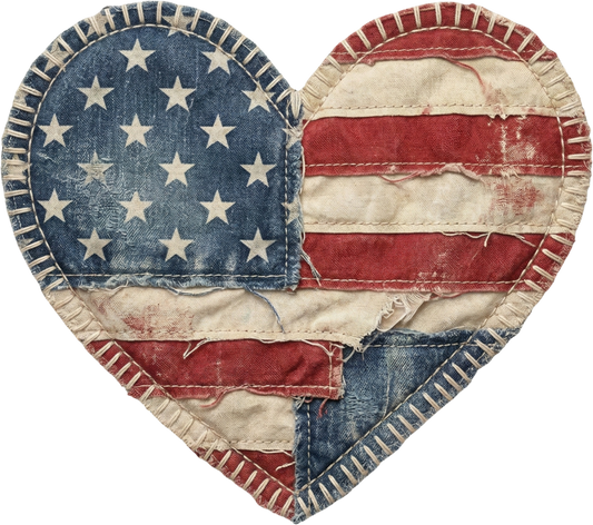 DTF Transfer – Patch Heart Flag Multi Sizes (PA-FL002)