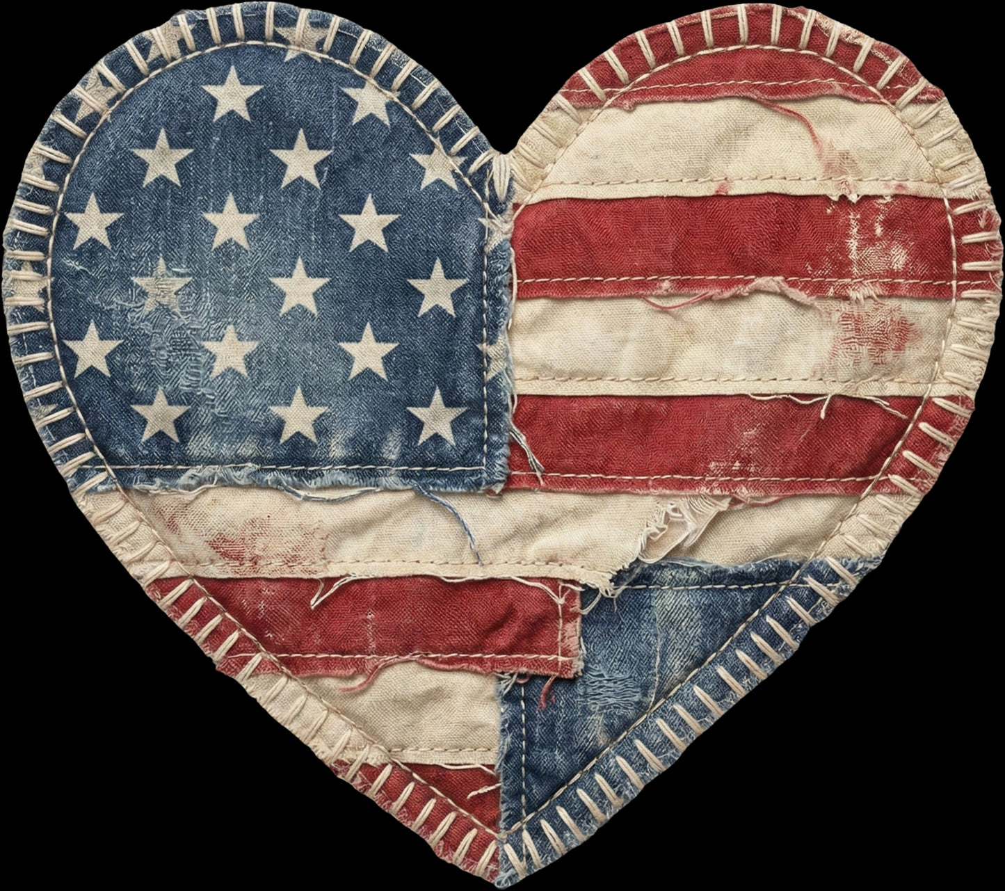 DTF Transfer – Patch Heart Flag Multi Sizes (PA-FL002)