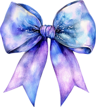Load image into Gallery viewer, DTF Transfer – IS Watercolor Bow Blue Multi Sizes
