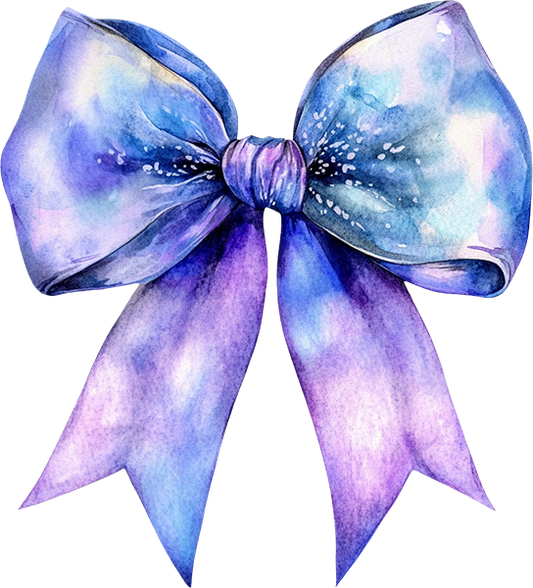 DTF Transfer – IS Watercolor Bow Blue Multi Sizes
