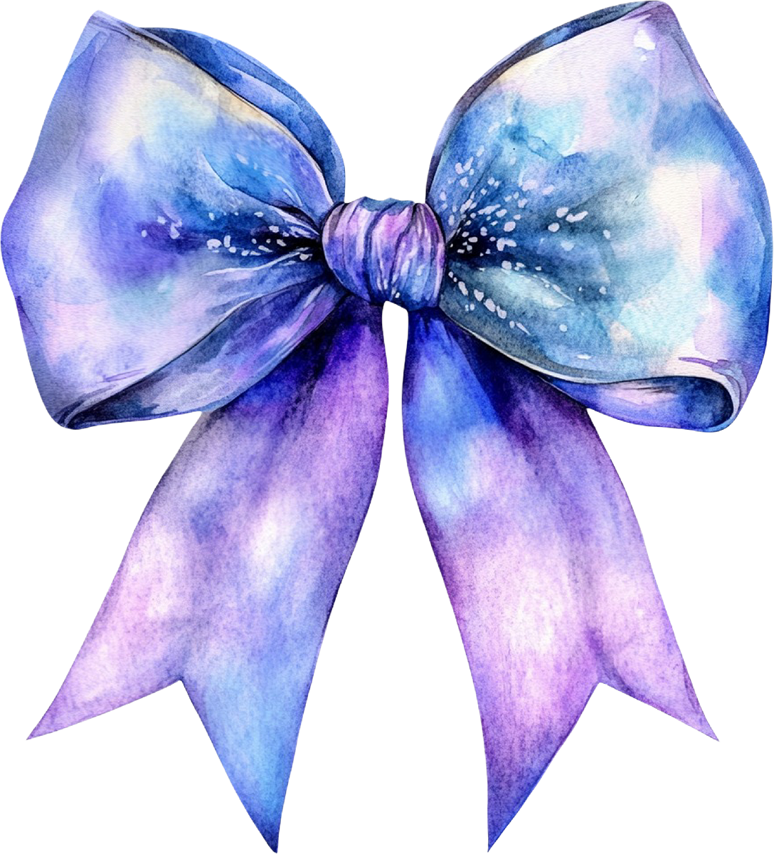 DTF Transfer – IS Watercolor Bow Blue Multi Sizes