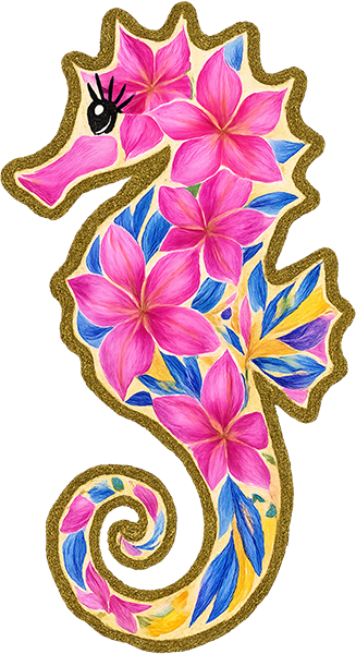 DTF Transfer – Flower Seahorse Multi Sizes (AN-SH002)