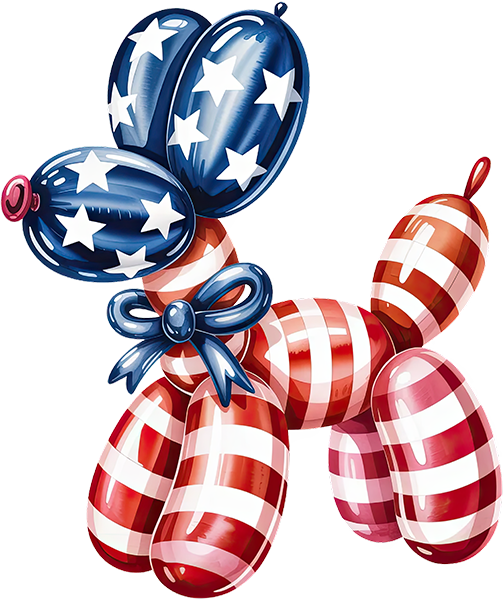 DTF Transfer – Patriotic Balloon Dog Multi Sizes (BA-DG003)