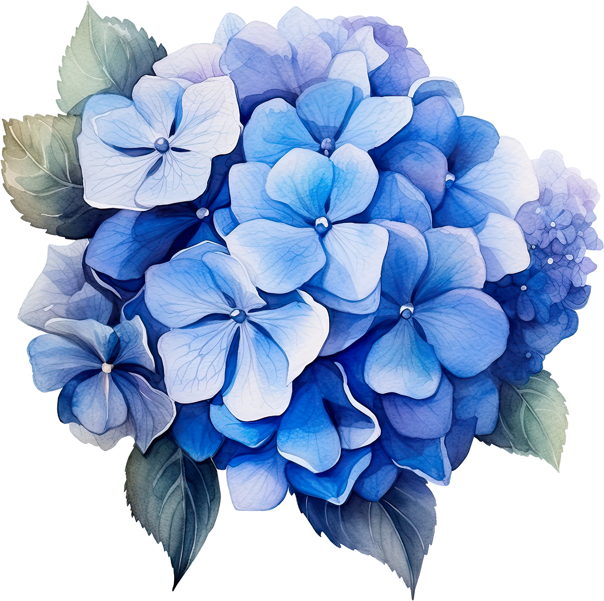 DTF Transfer – Blue Hydrangea Multi Sizes (FL-HY001)