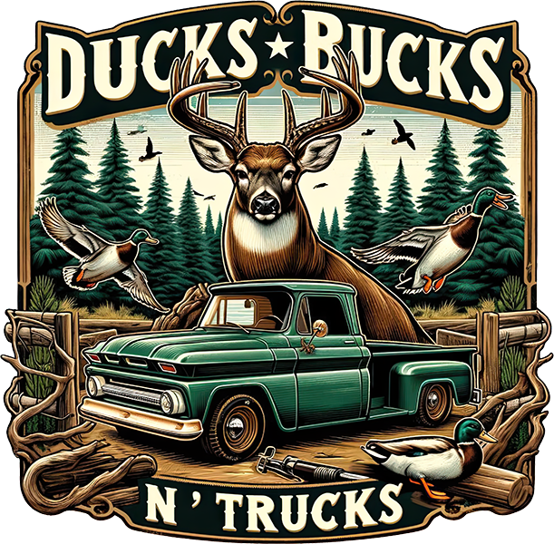 DTF Transfer – JB Ducks Bucks N Trucks Multi Sizes