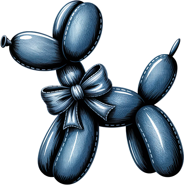 DTF Transfer – Denim Balloon Dog Multi Sizes (BA-DG002)
