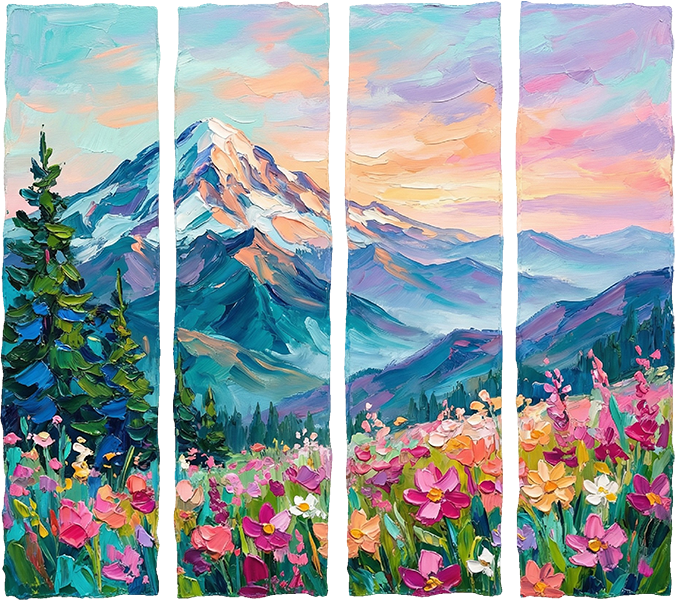 DTF Transfer – Mountain Paint Multi Sizes (MT-SC001)