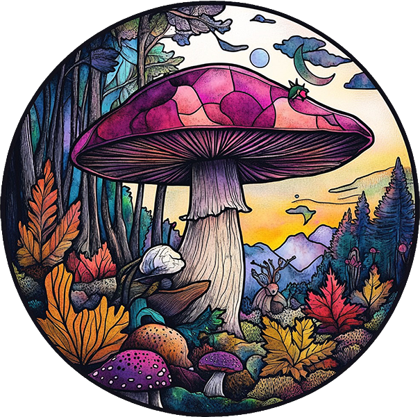 DTF Transfer – Mushroom Purple Multi Sizes (MU_SC001)