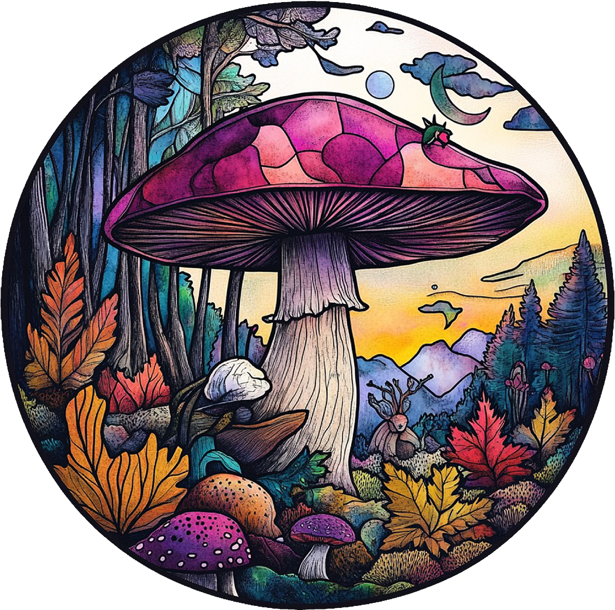 DTF Transfer – Mushroom Purple Multi Sizes (MU_SC001)