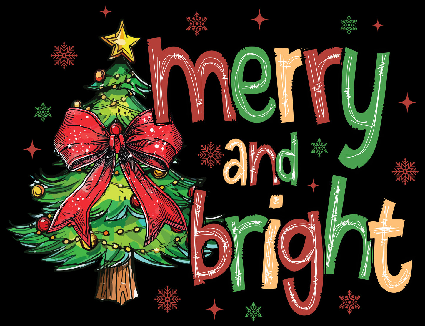 DTF Transfer – 11" Merry and Bright