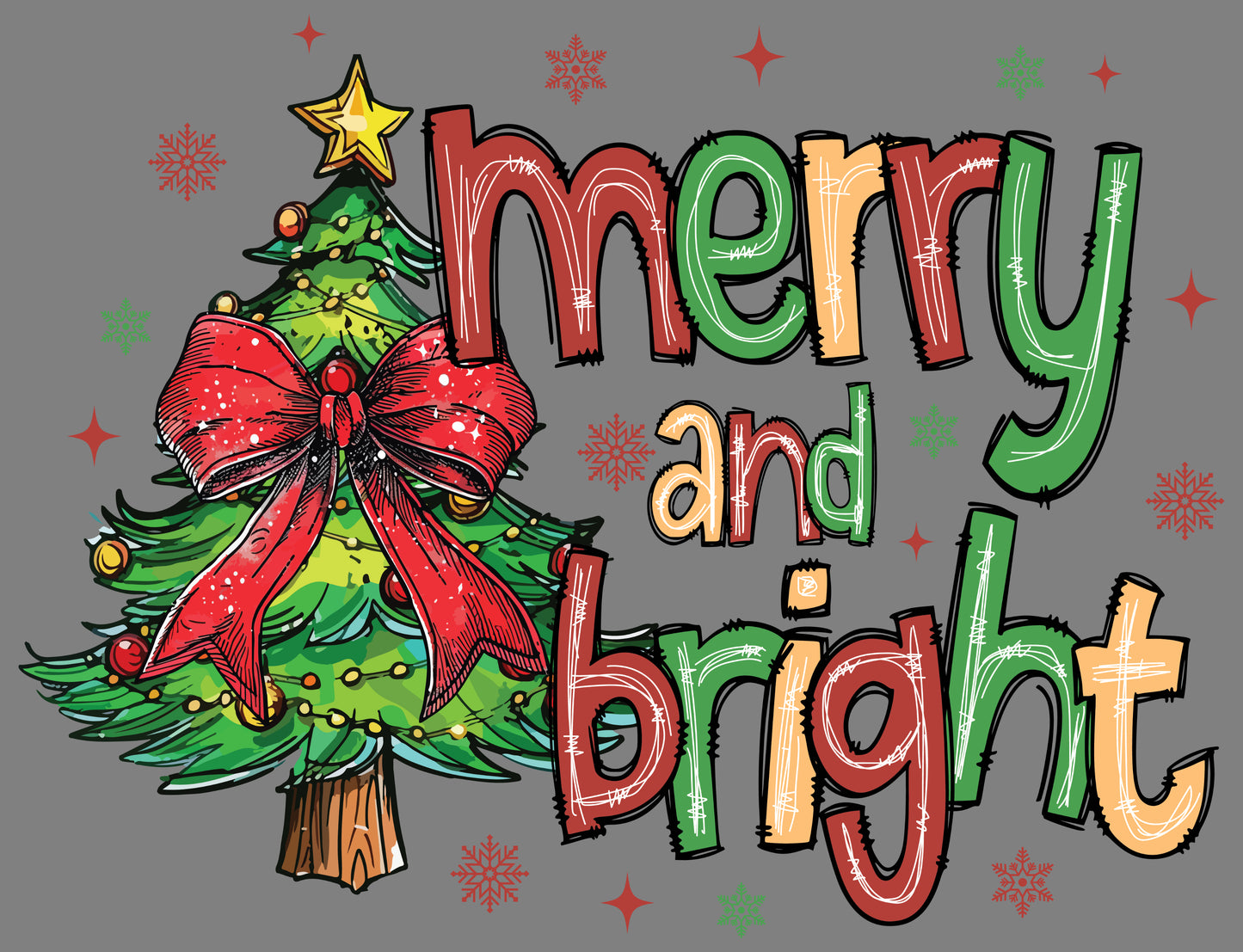 DTF Transfer – 11" Merry and Bright