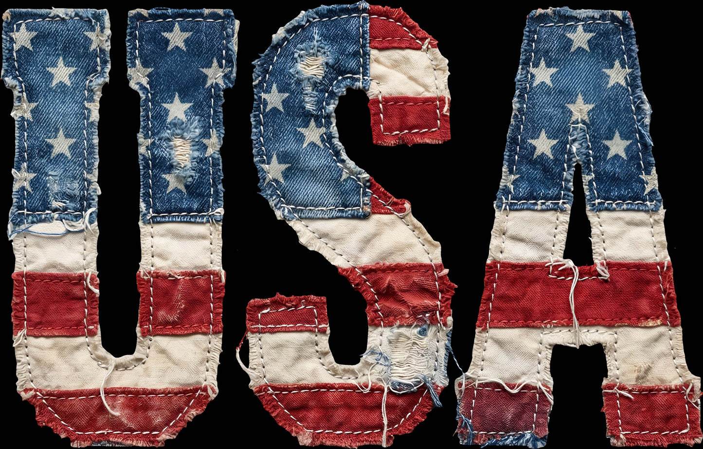 DTF Transfer – USA Patchwork Multi Sizes (PA-UA002)