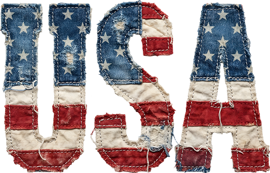 DTF Transfer – USA Patchwork Multi Sizes (PA-UA002)