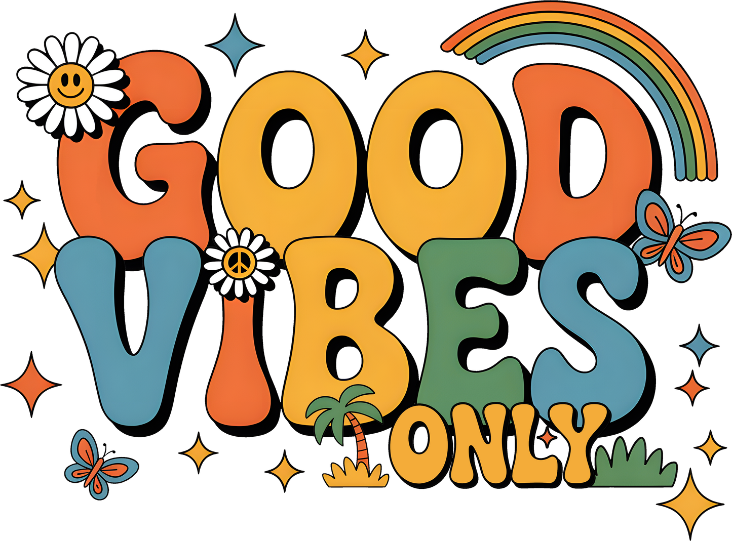 DTF Transfer – Good Vibes Multi Sizes (RT-FL003)