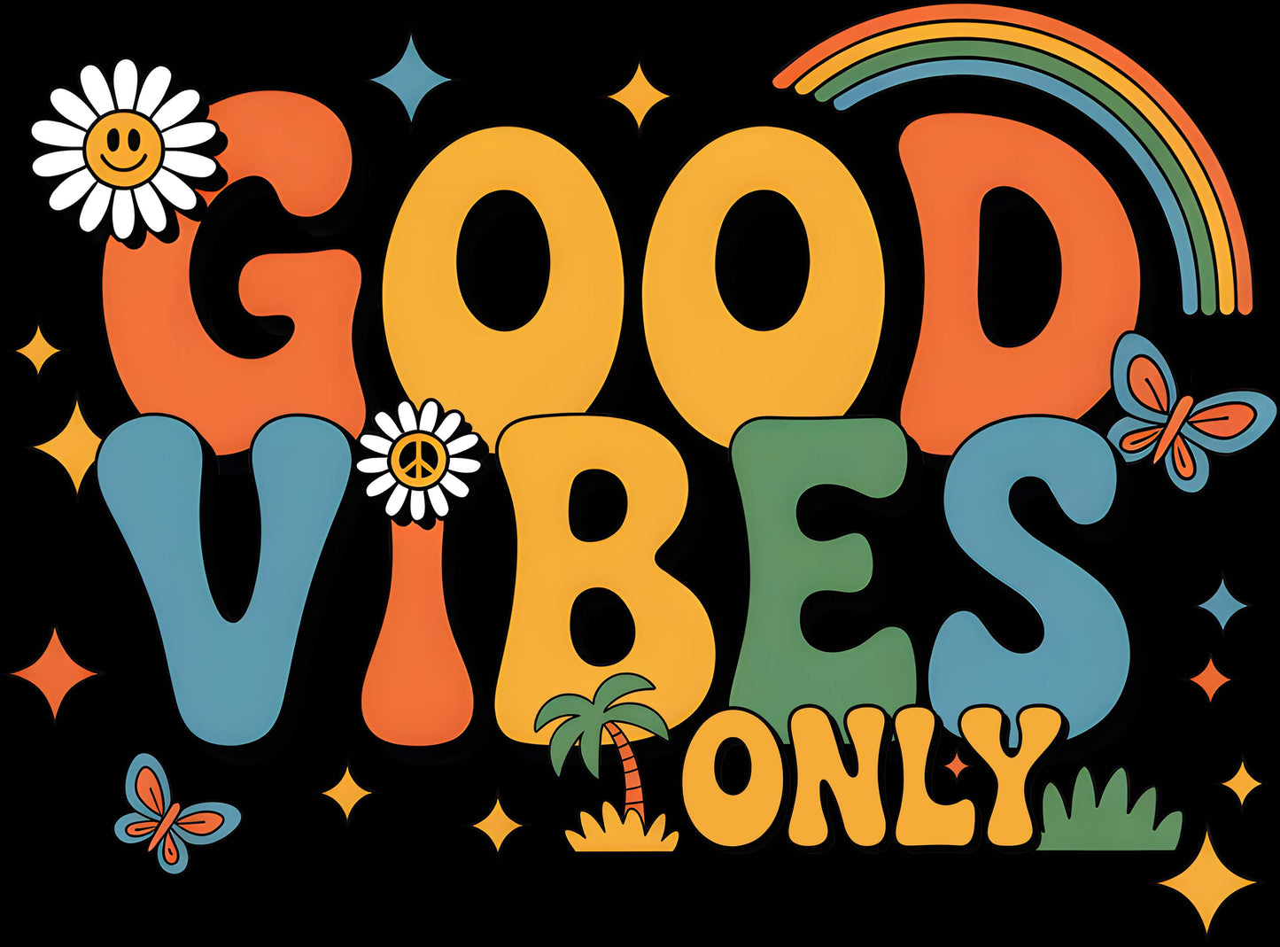 DTF Transfer – Good Vibes Multi Sizes (RT-FL003)