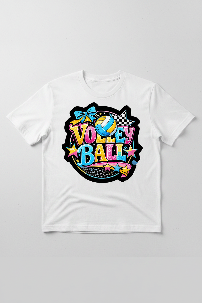 DTF Transfer – Volleyball Bright Multi Sizes (SP-VB001)