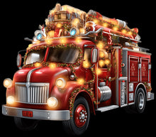 Load image into Gallery viewer, DTF Transfer –Christmas Fire Truck Multi Sizes
