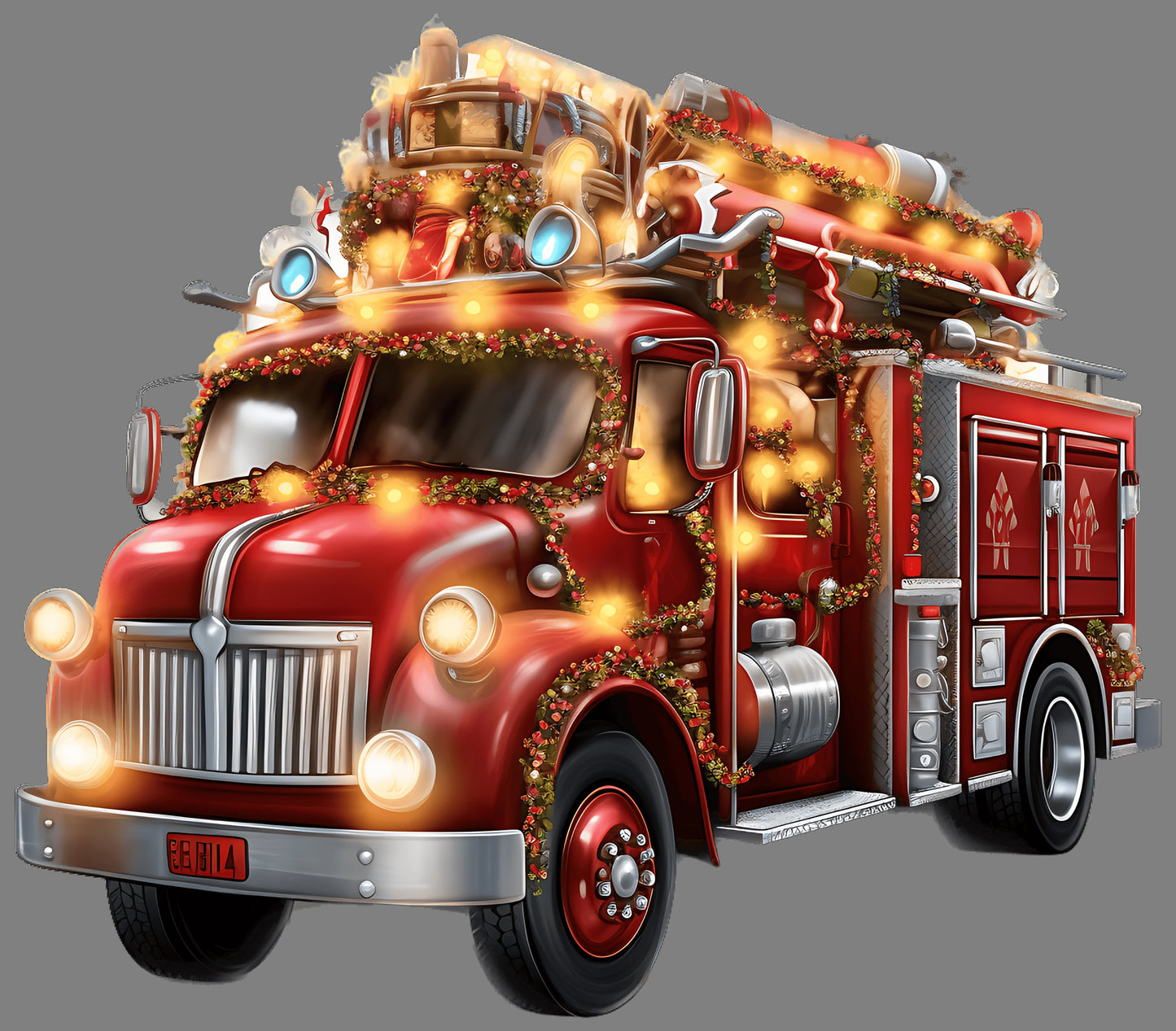 DTF Transfer –Christmas Fire Truck Multi Sizes