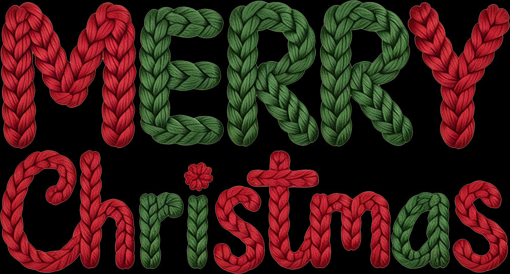 DTF Transfer – Yarn Merry Christmas Multi Sizes