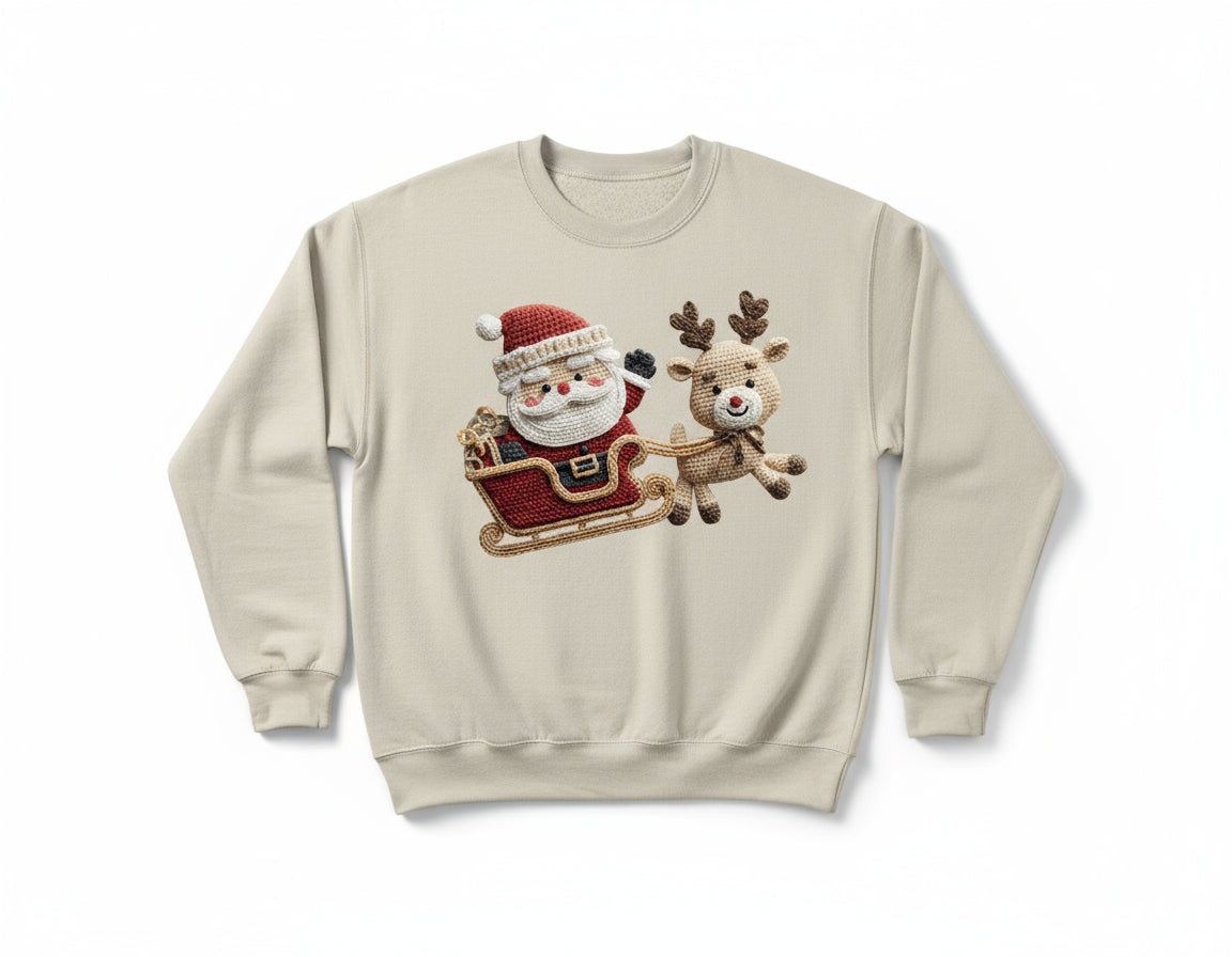 DTF Transfer – 11" Yarn Santa Sleigh