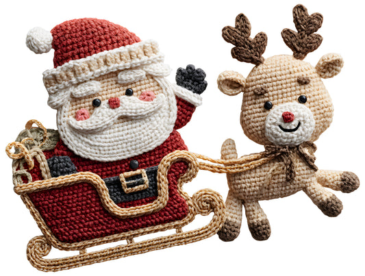 DTF Transfer – 11" Yarn Santa Sleigh
