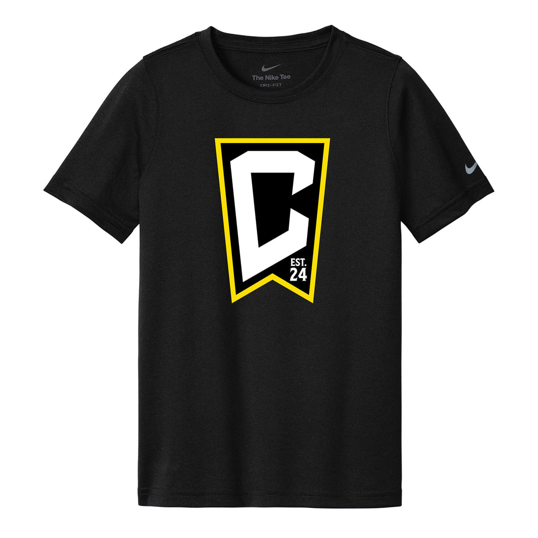 Commack Crew - Nike Youth Swoosh Sleeve rLegend Tee - Black - Get Things Printed INC