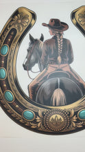 Load and play video in Gallery viewer, DTF Transfer – Horseshoe Cowgirl Multi Sizes (CO-CG001)
