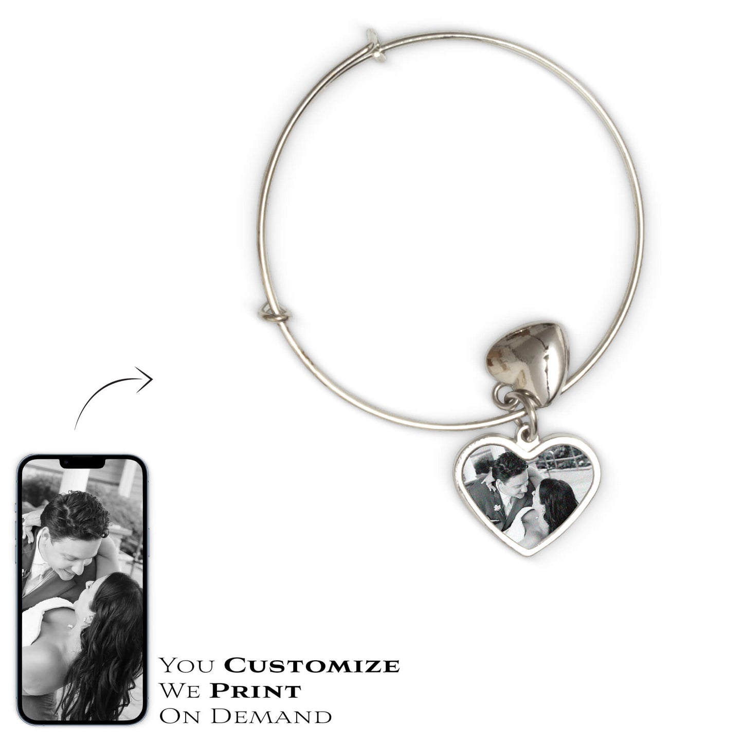 ADJUSTABLE CHARM BRACELET - HEART - Get Things Printed INC