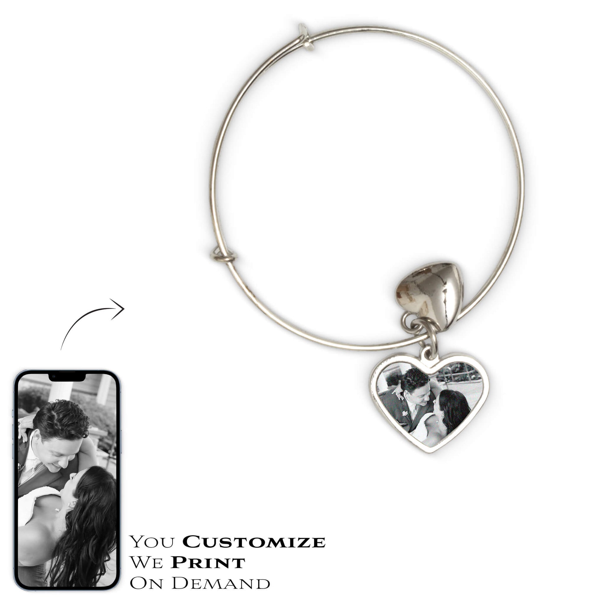 ADJUSTABLE CHARM BRACELET - HEART - Get Things Printed INC