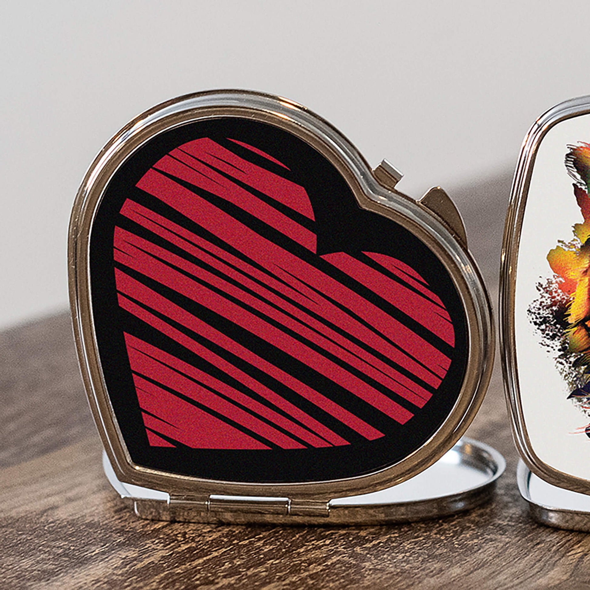 HEART COSMETIC MIRROR - STRIPE HEART - Get Things Printed INC